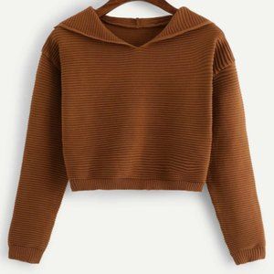 Ribbed Cropped Hoodie